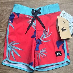 Quiksilver Boys Red & Aqua Tropical Boardshorts